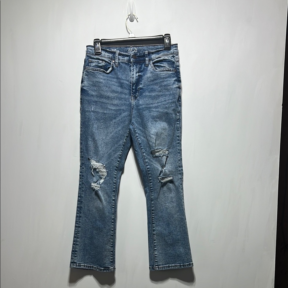 Ana Distressed Women's High Rise Cropped Flare Jeans size 6